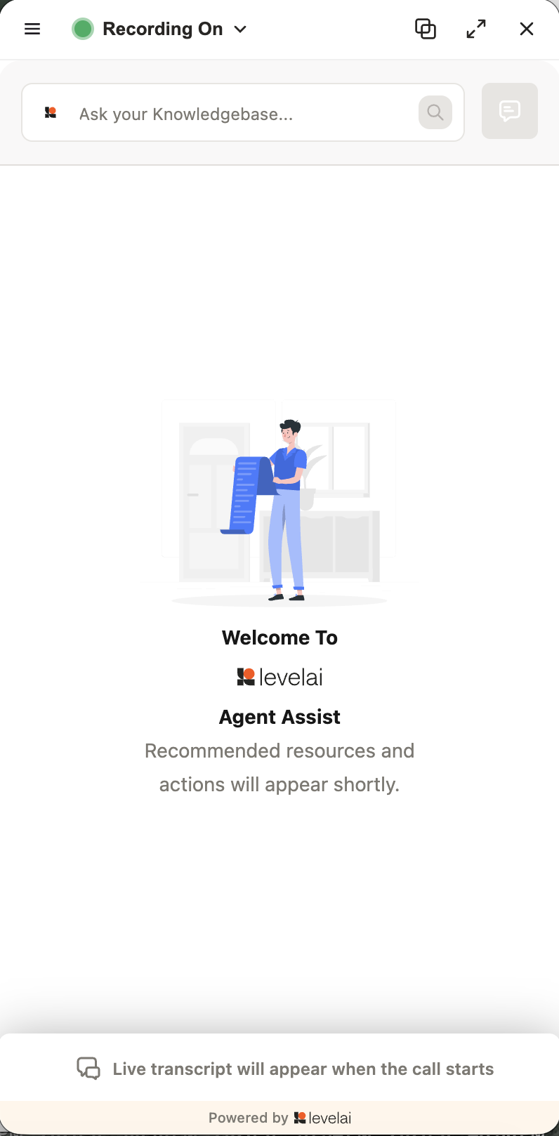 Recording on, Screen Recording and Agent Assist